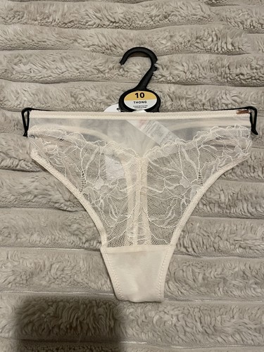 Ivory cream lace thong size - thong,